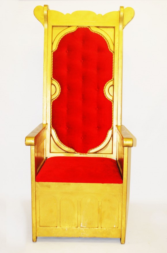 Throne (Gold/Red Medium / 1.8m (H) x 0.7m (W) x 0.7m (D)) - Theme Prop Hire