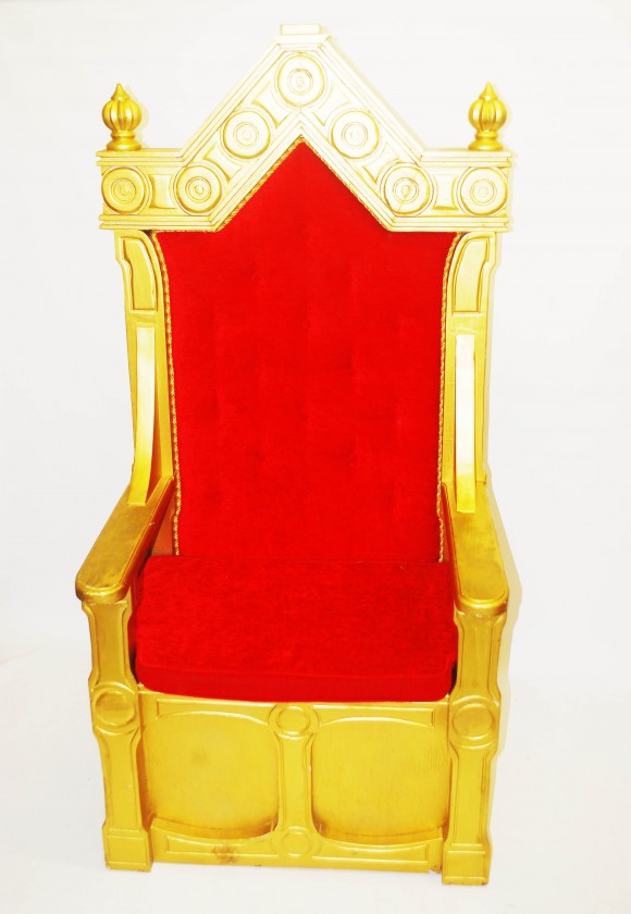 Gold Throne (large   0.9m (w) X 1.8m (h) X 0.65m (d)) - Theme Prop Hire