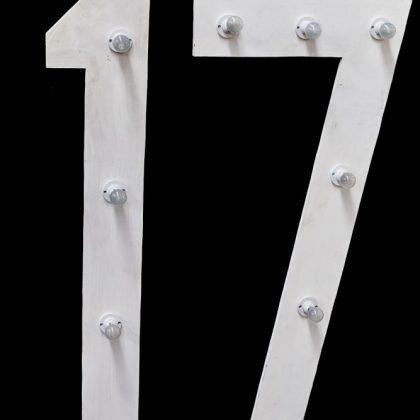 Large Number 16 (with bulbs / on stand) - 1.4m High x 0.85m Wide - Theme  Prop Hire
