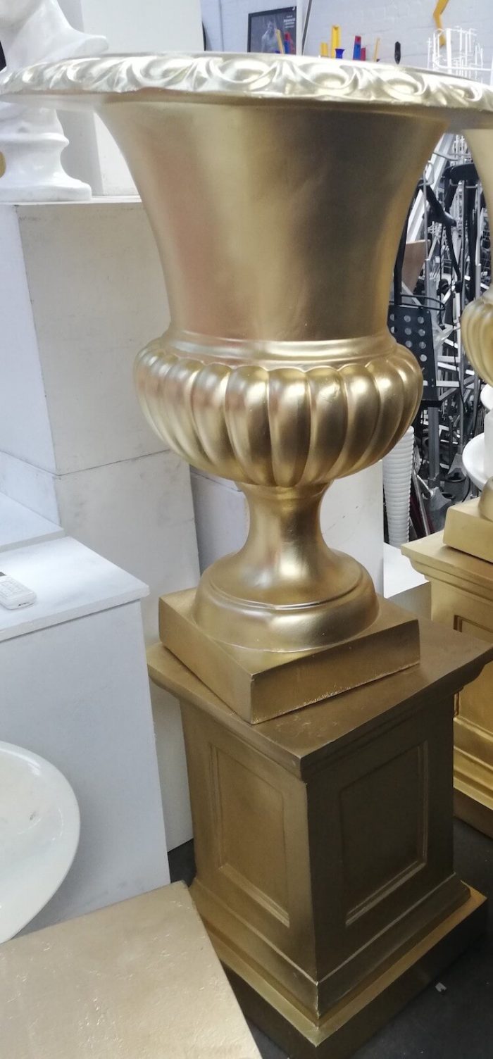 Large Gold Vase on Stand (1.7m H x 0.8m W)